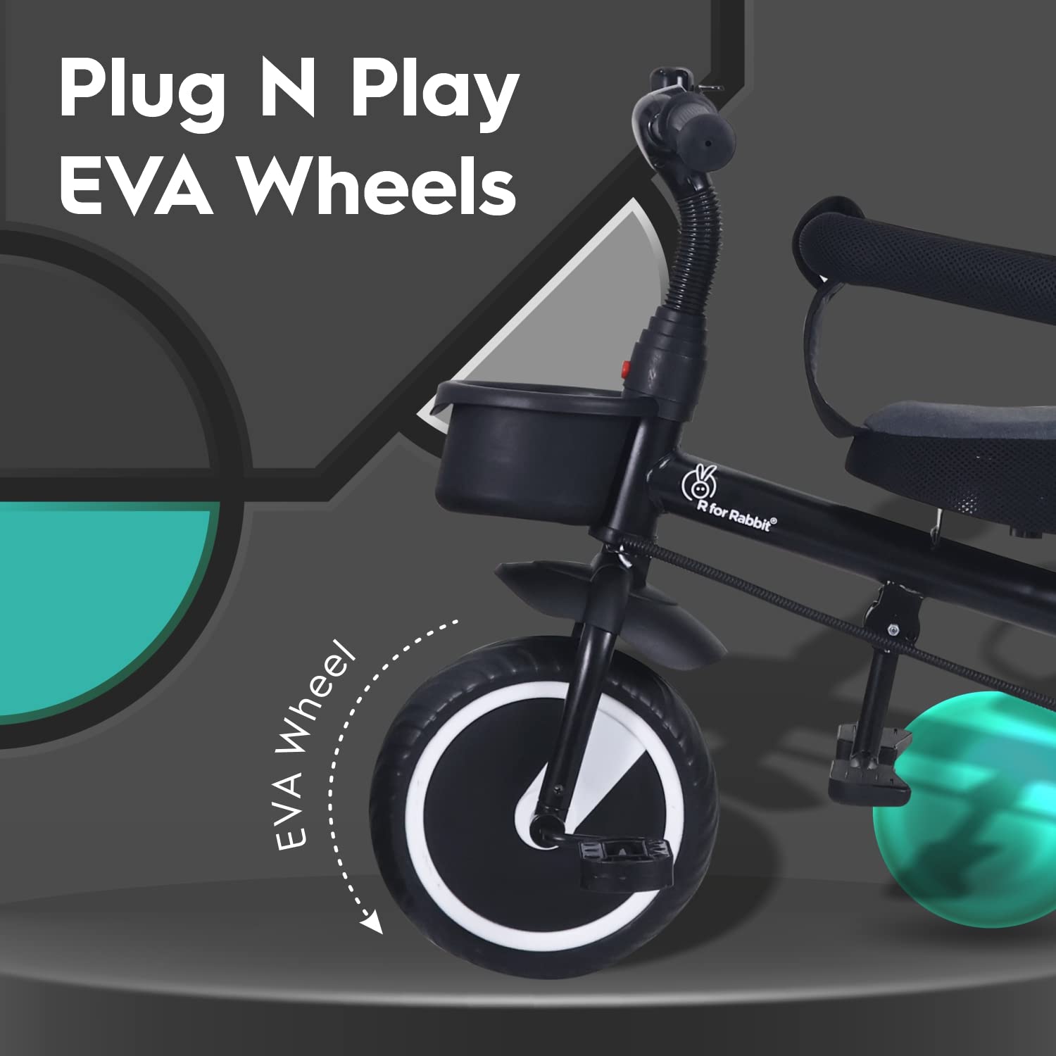 Usmile Toys Rabbit Tiny Toes T30 Ace tricycle in navy blue, featuring a removable canopy and a durable frame for growing toddlers. www.usmile.toys